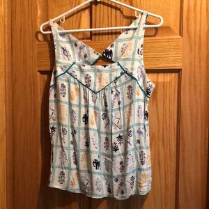 Blue Sleeveless Cut Out Tank Top